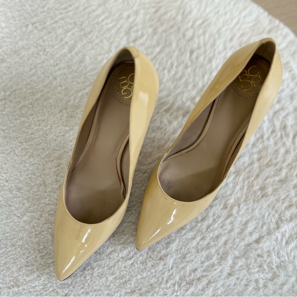 BCBG Chai Patent Leather Point Toe Pumps with Box